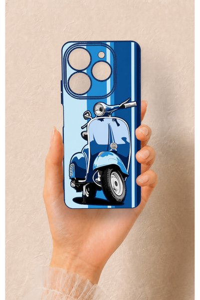Vip Case Tecno Spark 10 Pro Compatible Blue Scooter Patterned Silicone Case