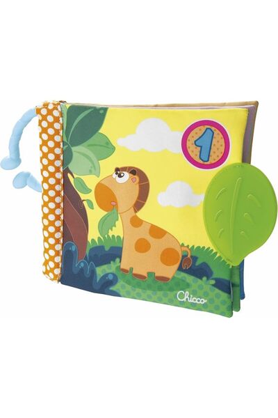Chicco 123 Fabric Book, Baby Play Book with Teething Toy, Soft Fabric Book wi...