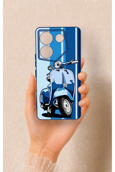 Vip Case Tecno Caman 20 Pro 5g Compatible Blue Scooter Patterned Silicone Case