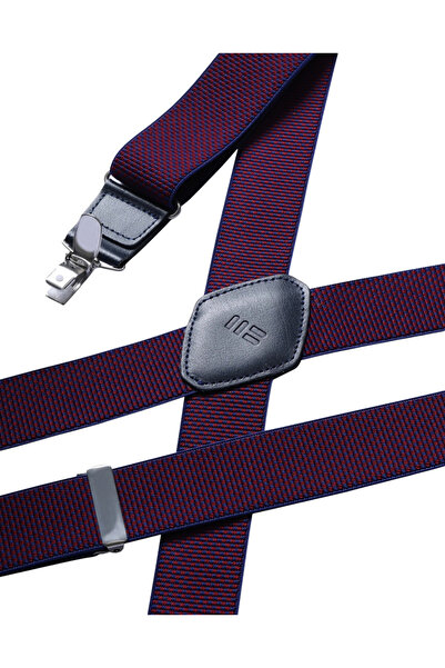 Miguel Bellido Elastic strap with micro motifs Col. Burgundy, Ανδρικές τιράντ...
