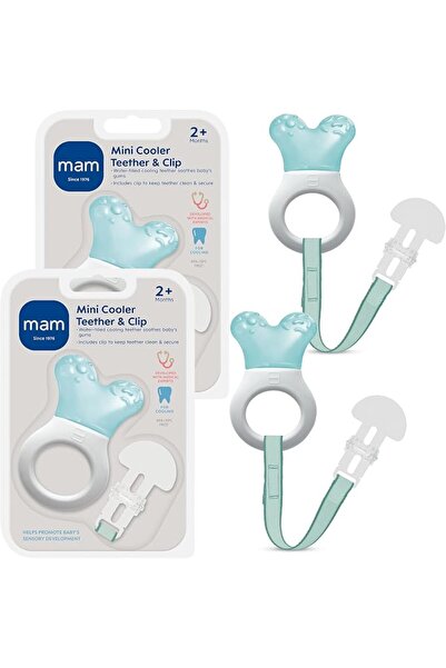 MAM Mini Cooler Baby Teether with Clip (2 Pack) – Cooling Teething Rings for ...