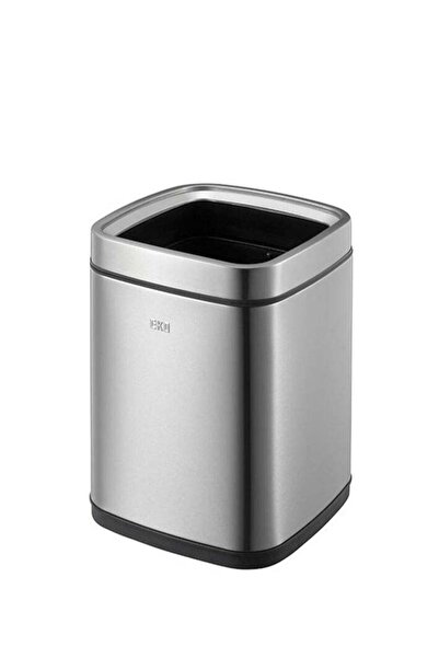 EKO Fingerprint Proof Stainless Steel Open Top Trash Bin | 12 Liter, Silver