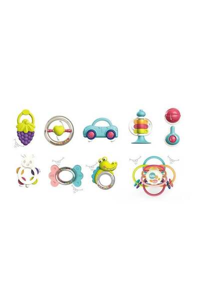 Generic 9-Piece Baby Rattle & Teether Set With Manhattan Ball – Soft Bpa-Free...