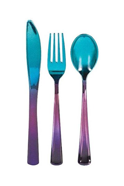 Generic Sparkling Sapphire Plastic Assorted Cutlery 24pcs Premium Tableware f...