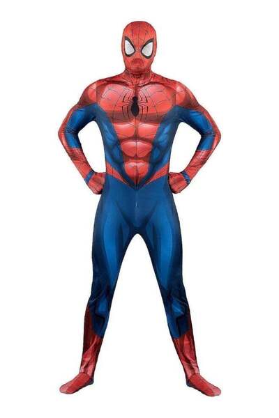 Generic Adult Red & Blue Spider Hero Costume – Full-Body Web-Print Jumpsuit F...
