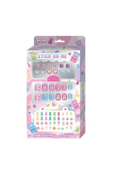 Generic Hot Focus Stick On Me Gummy Bear Nail Stickers & Manicure Set