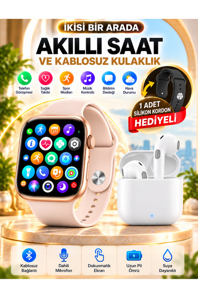 Happy Owl Akıllı Saat ve Kablosuz Bluetooth Kulaklık 2'li Set – Arama Özellik...