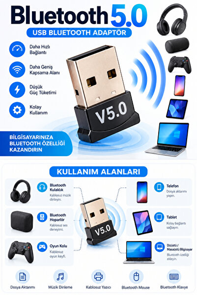 SepetteX Bluetooth 5.0 USB Adapter Dongle Wireless Bluetooth Receiver for Pc Laptop Desktop Computer