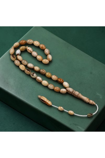Riyaz Taş Koç Boynuzu Arpa Kesim Tesbih 11x6mm