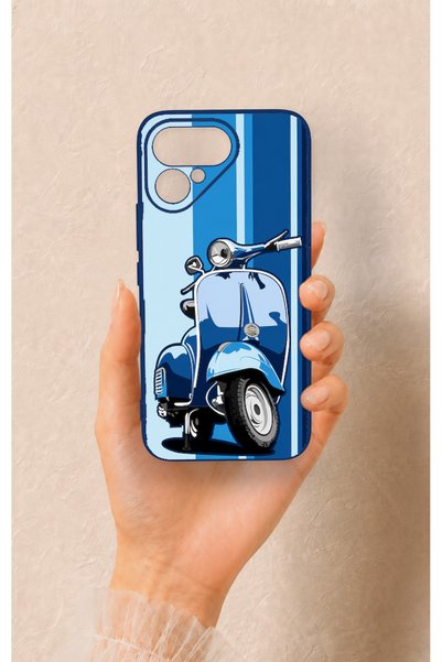 Vip Case Tecno Pova Curve 2 Compatible Blue Scooter Patterned Silicone Case
