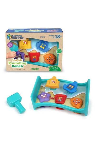 Generic Seaside Pounding Bench (8-Piece Set, Natural Wood, Ages 18M+)