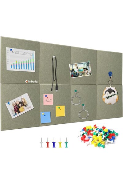 HASTHIP ® Large Felt Bulletin Board 47"x35" – 8 Pack Green Wall Pin Boards wi...