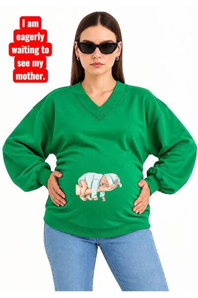 HELLO ROMA 3 Yarn Combed Cotton Hand-Printed Baby Printed Pregnant Women's V-...