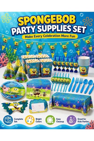 Generic 120 PCS SpongeBob SquarePants Birthday Party Supplies Kit for Kids – ...