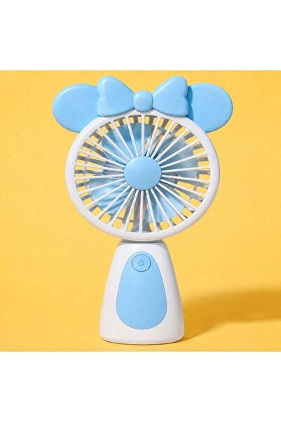 Generic Bow Cartoon 2-in-1 Handheld & Desktop Charging Fan, Blue Rechargeable...