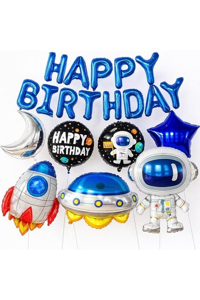 Generic Large Happy Birthday Outer Space Balloons Set - Pack of 22 | Space Bi...