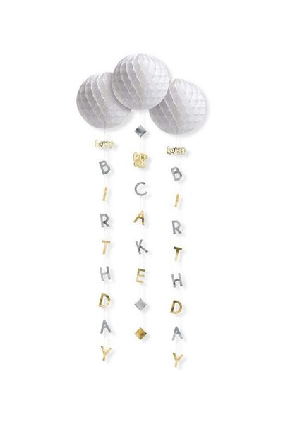 Generic 3-Piece Metallic Honeycomb Decorations Birthday Theme Party Supplies