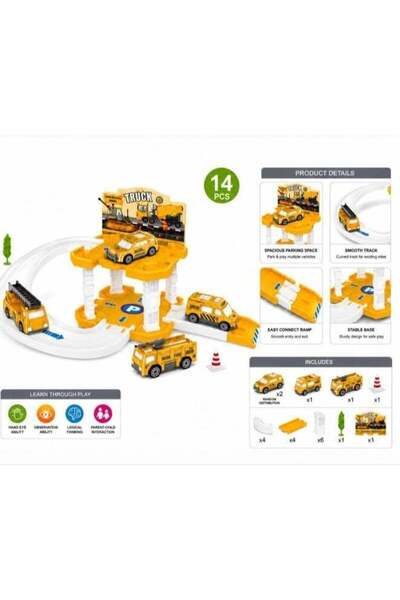 Generic DIY Construction Truck Parking Play Set with 2 Vehicles | Mini Track ...