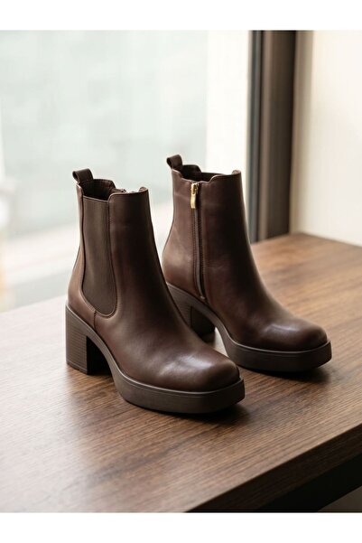 Deripabuc Genuine Leather Brown Women's Leather Boots Trc-22309