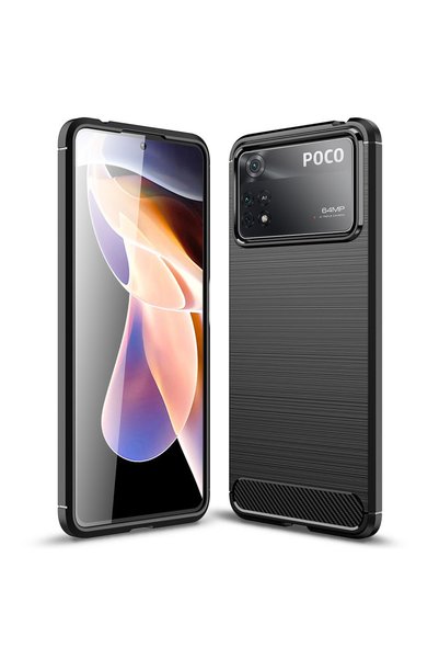 ERBORD Husă pentru Xiaomi Poco X4 Pro 5G, Carbon, negru