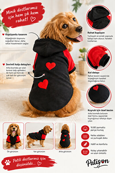 Büyük ırk heart köpek sweati