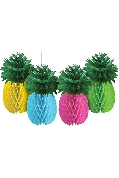Generic Pineapple Honeycomb Centerpiece Multi Colors 4pcs