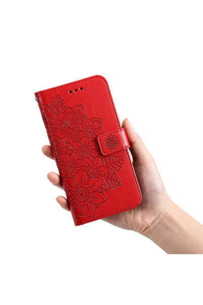 ERBORD Husă flip Samsung Galaxy A53 5G, Floare Mandala, Roșu