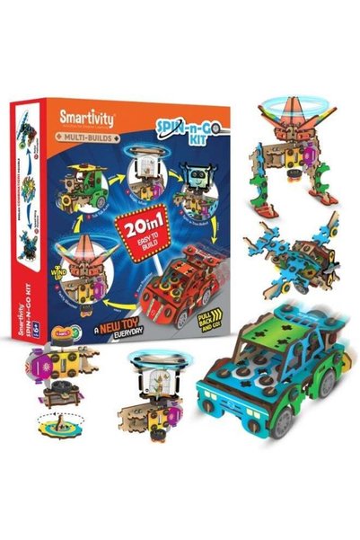 Generic 20 in 1 Spin-n-Go Kit for Kids 6-12 Years | Build a Moving Robot, Car...