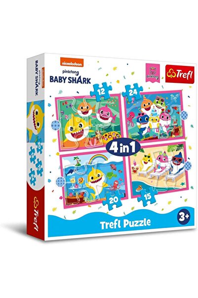 Generic Trefl Baby Shark 4-in-1 Jigsaw Puzzle Set (12, 15, 20, 24 Pieces)