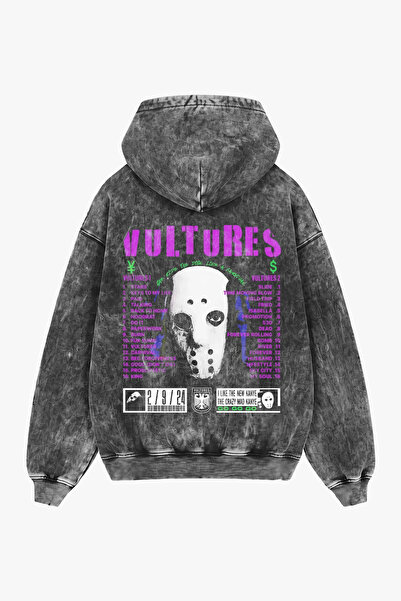 Sekizbiraltı Vultures Printed Washable Black Oversize Unisex Hoodie