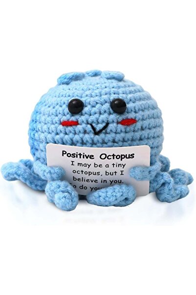 Generic Happy Threads Positive Blue Octopus Plush with Inspirational Message ...
