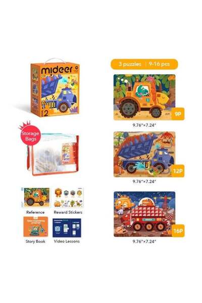 Generic Level Up Dinosaur Puzzle Set with Storage Bag Level 2, 4 Progressive ...