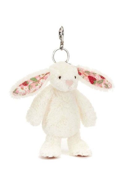 Generic Blossom Cream Bunny Berry Bag Charm 13cm, Soft Plush Bunny Keyring wi...