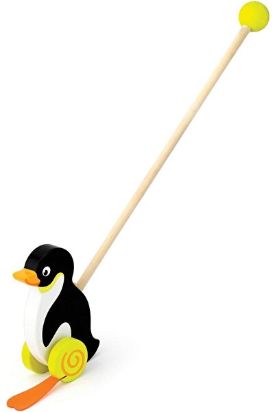 Generic Eitech Wooden Multi Colour Animal Penguin Push Toy for Kids