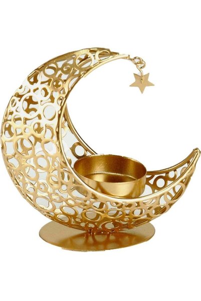Generic BrainGiggles Moon Shape Metal Candlesticks Holder for Ramadan Themed ...