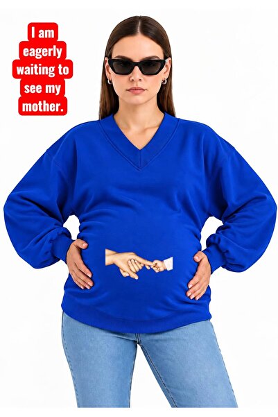 HELLO ROMA 3-NAČAJNA ČEŠLJANA SWEATSHIRT SA V-IZREZOM ZA TRUDNICE S OTISKOM P...