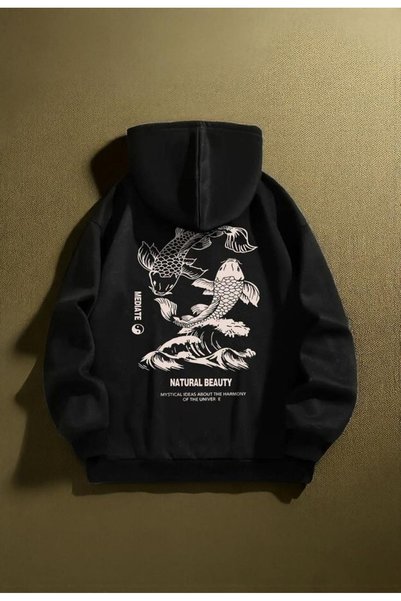 Vordevia Design Printed Cotton 3 Thread Threaded Oversize Sweatshirt