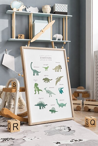 KEYFHOME Imena dinosaurusa Uramljeni MDF poster sa slikama Dekoracija zidova ...