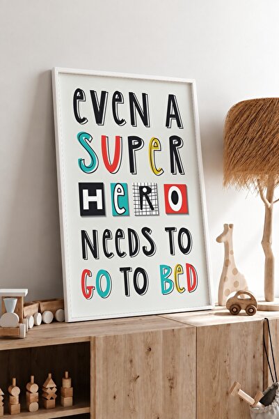 KEYFHOME Poster cu tablou MDF înrămat cu text „Supererouii dorm și ei” Cadou ...