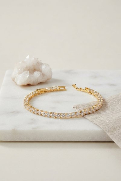 STİLLOVE Brass Gold Color Zircon Stone Waterway Women's Bracelet