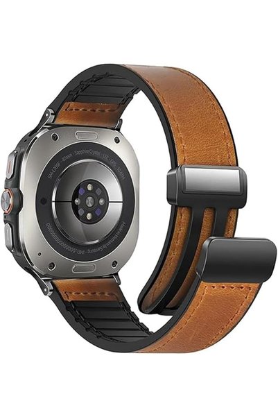 Newentor Magnetic Leather Watch Band Compatible With Samsung Galaxy Watch Ult...