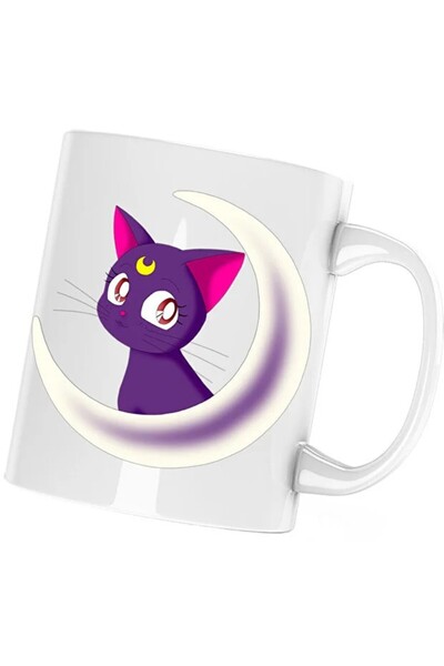 INOVATIX Sailor Moon Cat Luna Valentines Day Mug, white, 330 ml