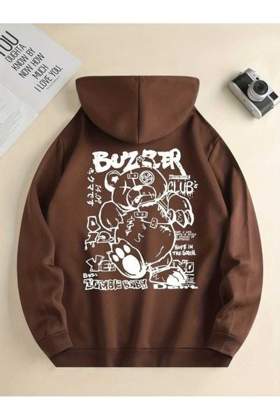 Vordevia Design Printed Cotton 3 Thread Threaded Oversize Sweatshirt