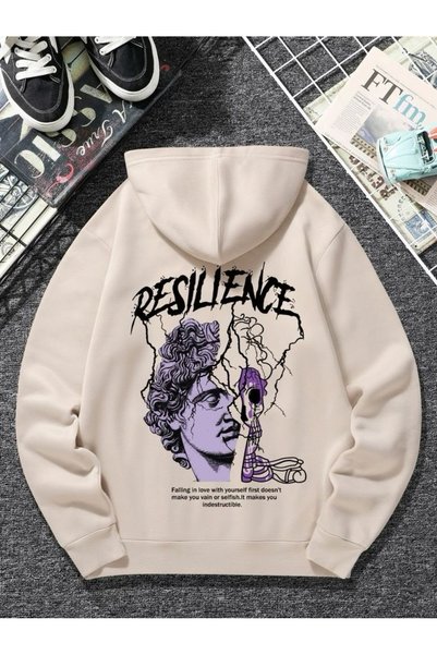 Vordevia Design Printed Cotton 3 Thread Threaded Oversize Sweatshirt