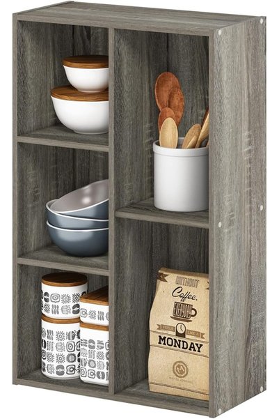 GENERAL Furinno Luder Shelf Bookcase with 1 Door Storage Cabinet, White
