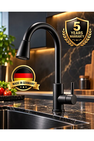 Primo Plus Modern Matte Black Kitchen Mixer Faucet with High-Arc Spout and Si...