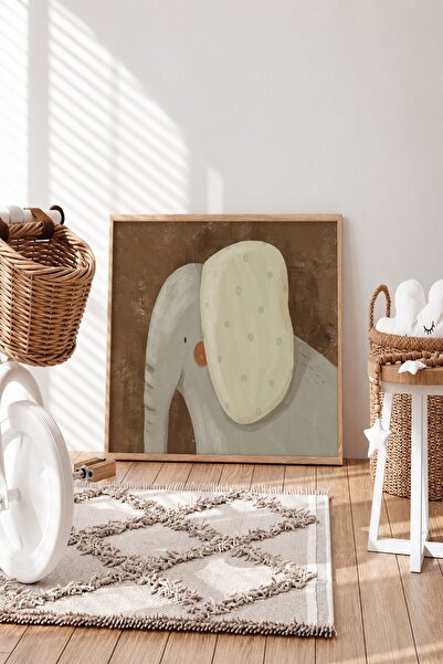 KEYFHOME Poster drăguț cu tablou MDF cu cadru de elefant, cadou pentru decora...
