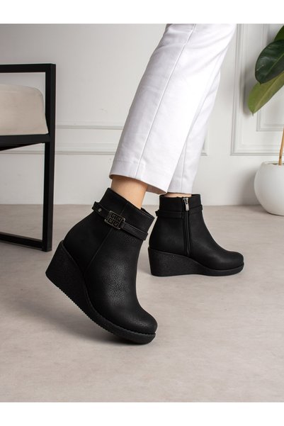 ALEMDAR AYAKKABI Garbus Black Wedge Heeled Women's Boots