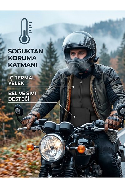 eryatex Motosiklet Göğüs ve Bel Rüzgar ve Soğuk Korumalı Bel Korseli Soğuk Ge...