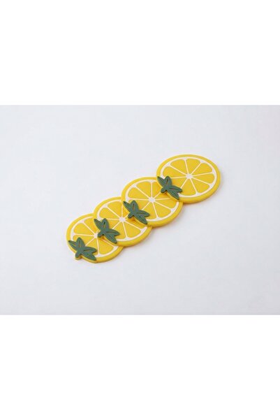 EveFix 4lü Set Limon Tasarımlı Esnek Silikon Bardak Altlığı - Kaydırmaz Taban, Isıya Dayanıklı Kupa ve Bardak Altlığı